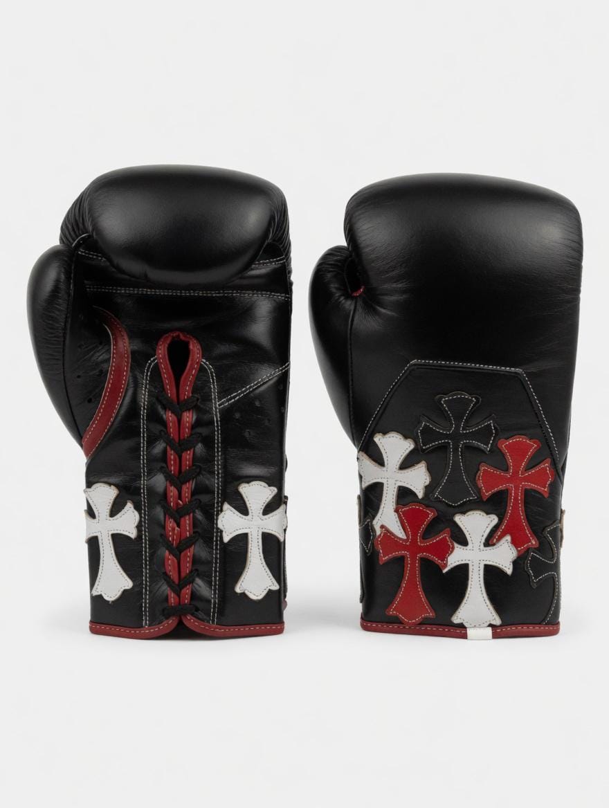 Multicolor Cross Leather Boxing Gloves – product image 1
