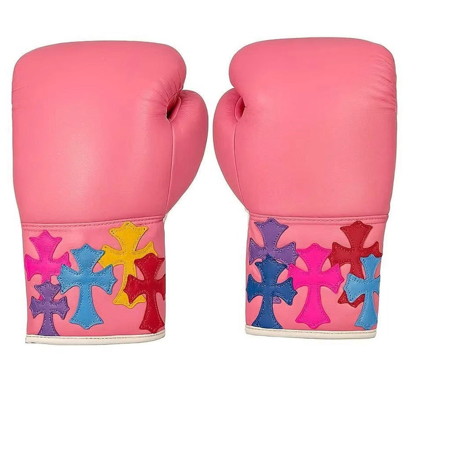 Crucifix Cross Leather Boxing Gloves – Custom Training Design – product image 1