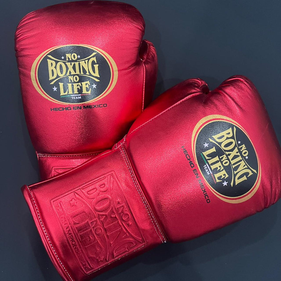 Royal Metallic Red Leather Boxing Gloves – Lace-Up – product image 1