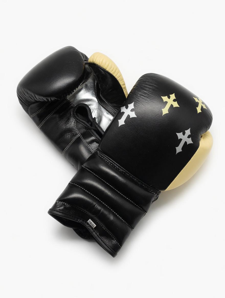 Gothic Cross Leather Boxing Gloves – Lace-Up – product image 1