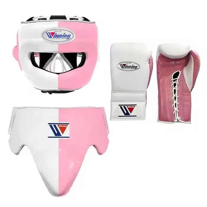 Emerald Elite Leather Boxing Set – Gloves, Headguard & Groin Guard – product image 1