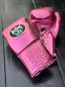 No Boxing No Life Metallic Pink Premium Leather Boxing Gloves | Professional Training & Sparring Gloves – product image 1