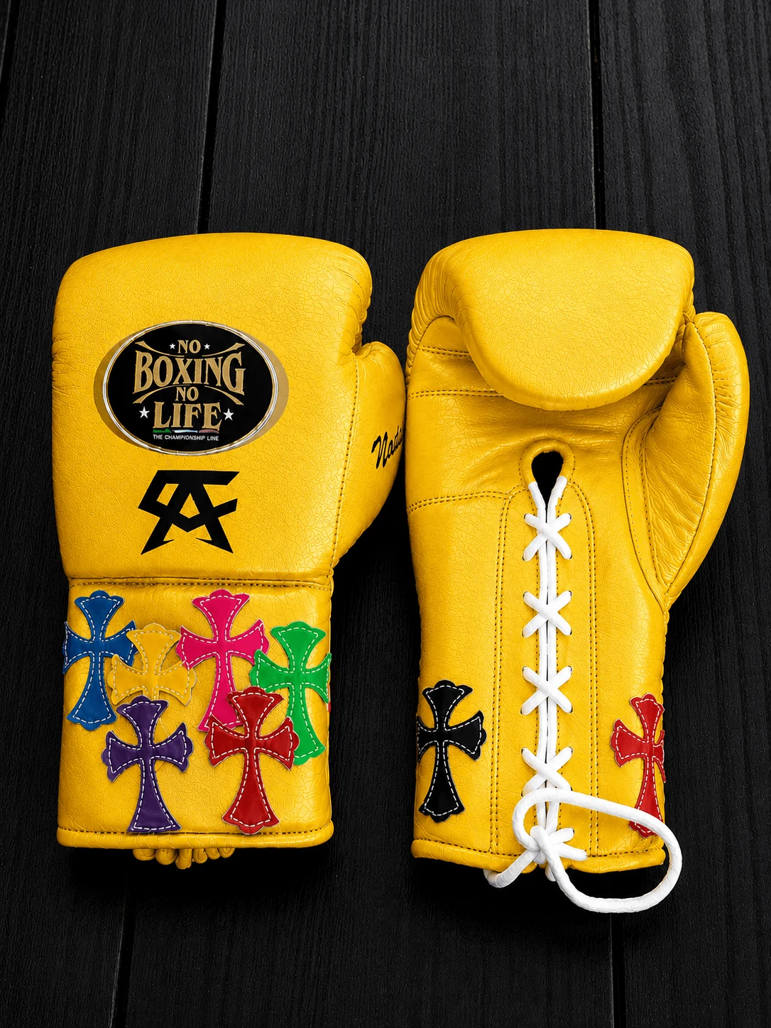 Custom No Boxing No Life (NBNL) Chrome Hearts Inspired Premium Leather Boxing Gloves | Multiple Colors Available – product image 2