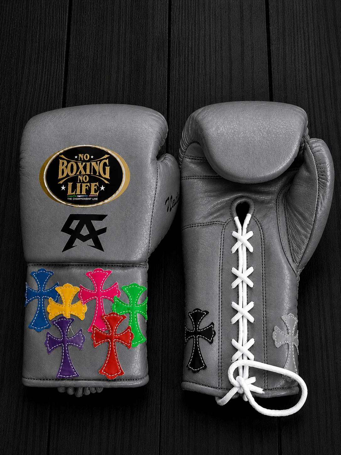 Custom No Boxing No Life (NBNL) Chrome Hearts Inspired Premium Leather Boxing Gloves | Multiple Colors Available – product image 3