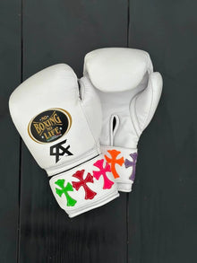 No Boxing No Life White Chrome Hearts Edition Premium Leather Boxing Gloves | Professional Training & Sparring Gloves – product image 2