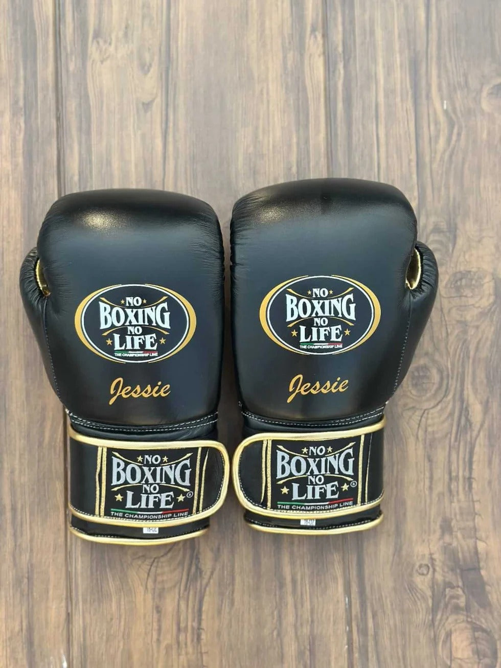 Custom Boxing Gloves Black & Gold – Add Your Name | Genuine Leather – product image 1