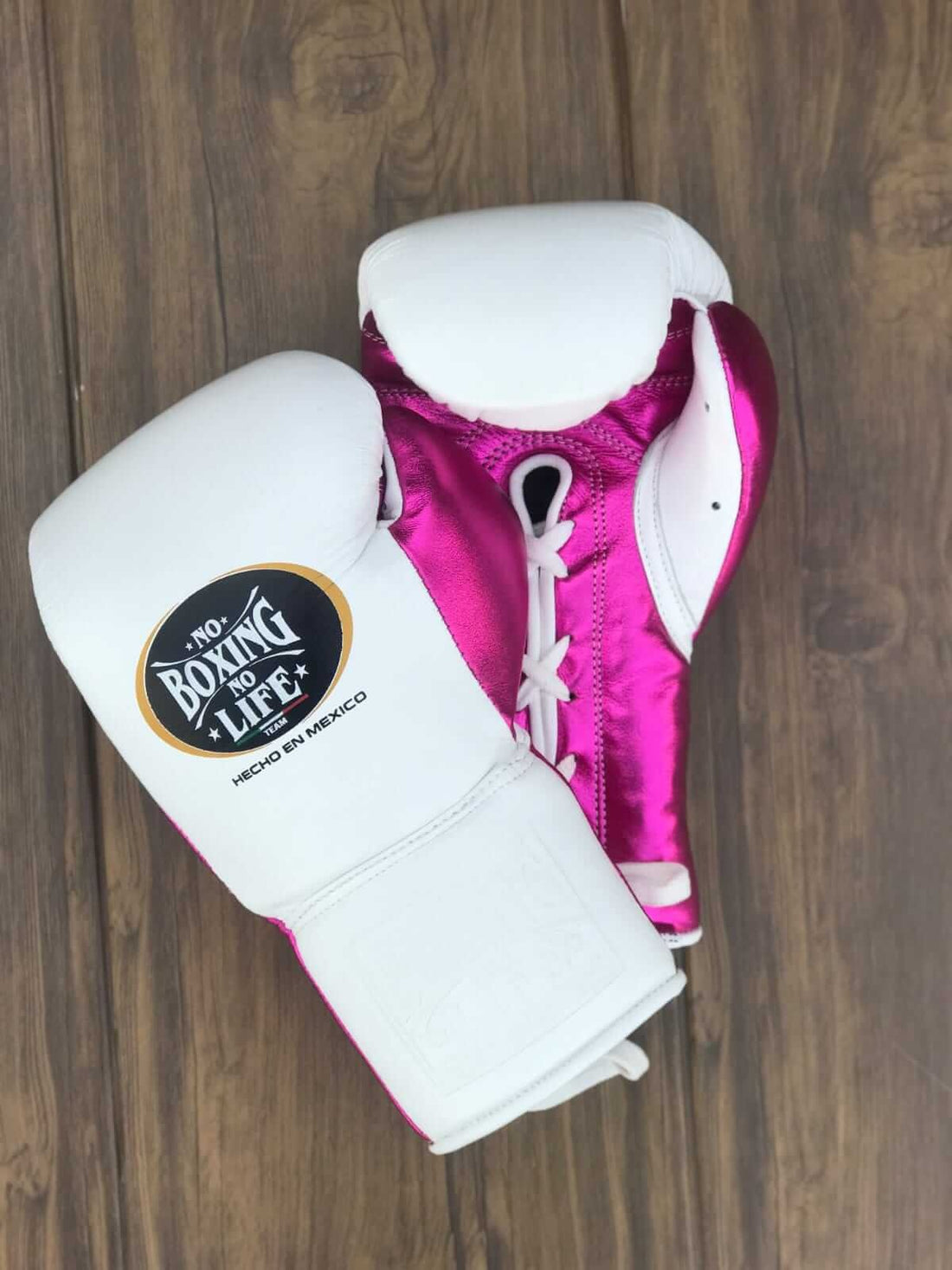 No Boxing No Life (NBNL) Premium Leather Boxing Gloves – White & Pink | Professional Training & Sparring Gloves – product image 3