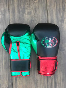 Black Green Red Metallic Boxing Gloves – Premium Leather Training Gloves – product image 4