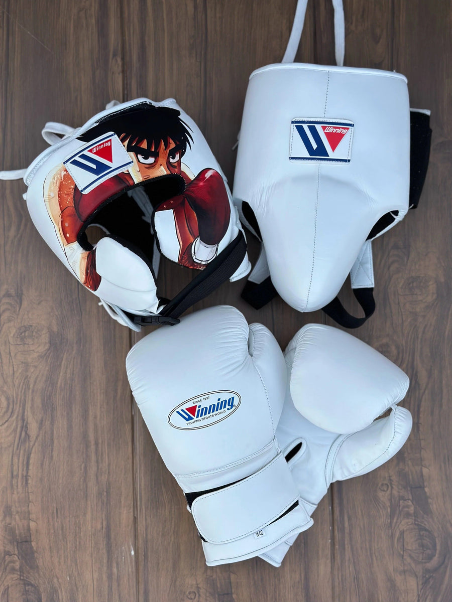 Winning Style Chrome heart Boxing Set | Lace-Up Gloves, Headgear & Groin Guard – product image 1