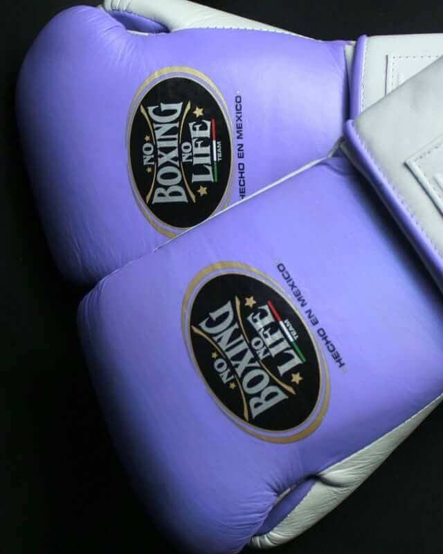 No Boxing No Life (NBNL) Premium Leather Boxing Gloves – Purple & White | Professional Training & Sparring Gloves – product image 1