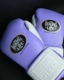 No Boxing No Life (NBNL) Premium Leather Boxing Gloves – Purple & White | Professional Training & Sparring Gloves – product image 3