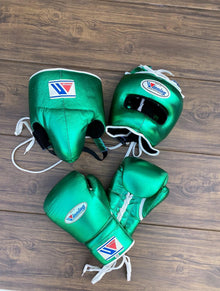 Winning Metallic Green Full Boxing Set – Full Face Headgear, Boxing Gloves & Premium Training Equipment – product image 1