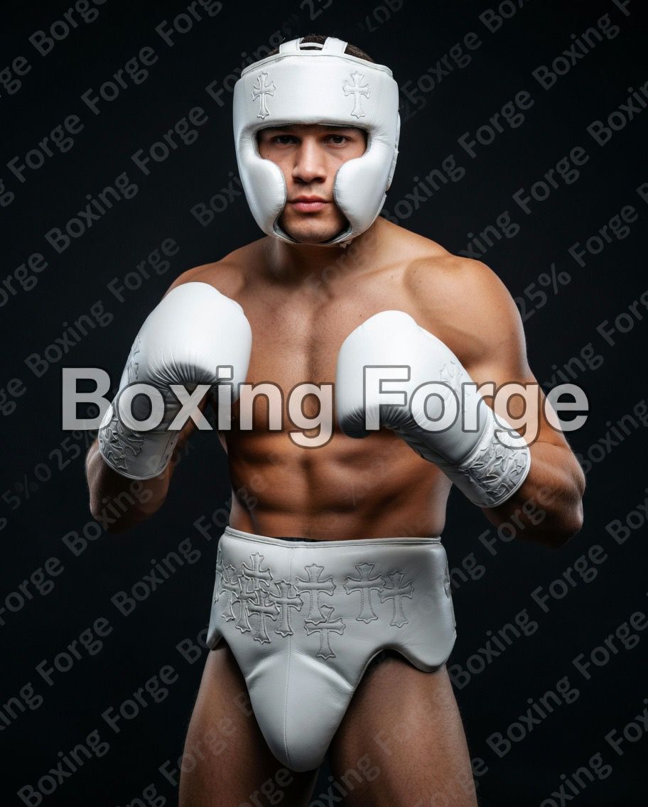 Cross Series Leather Boxing Set – Gloves, Headguard & Groin Guard – product image 1