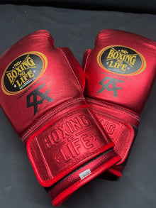 No Boxing No Life red premium boxing gloves pair front view
