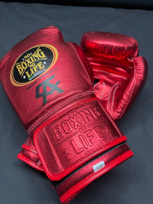 No Boxing No Life red premium boxing gloves wrist and cuff detail