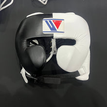 Black and white Winning boxing headguard front view